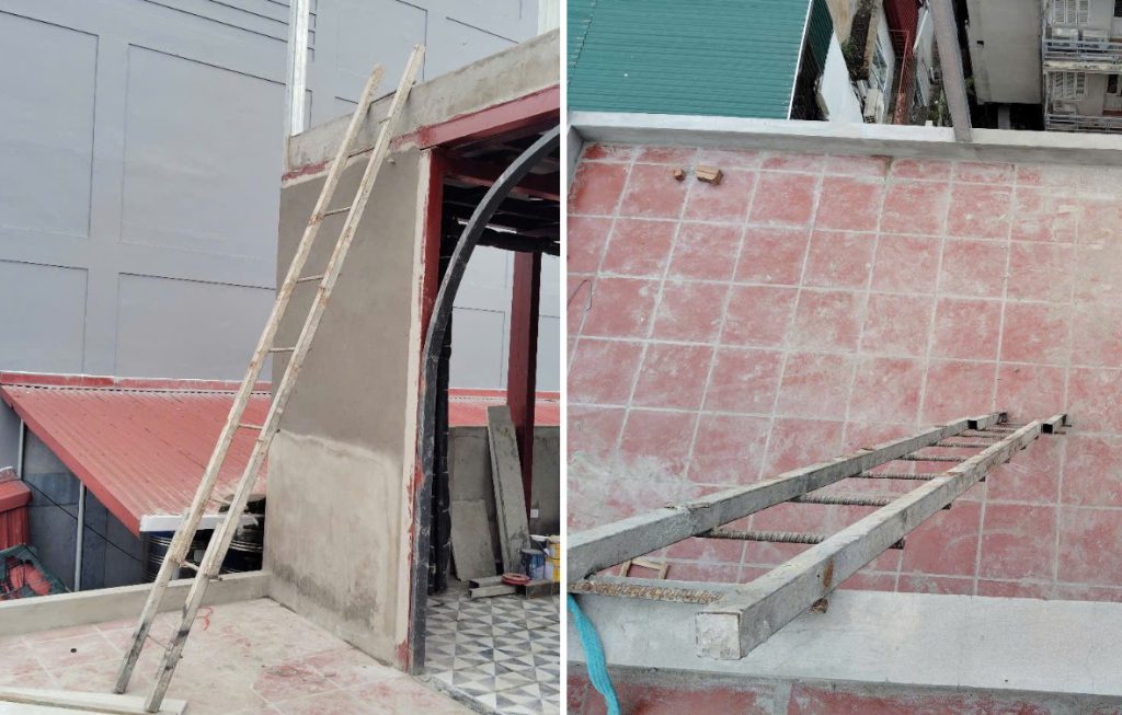 Lắp thang lên mái gấp gọn