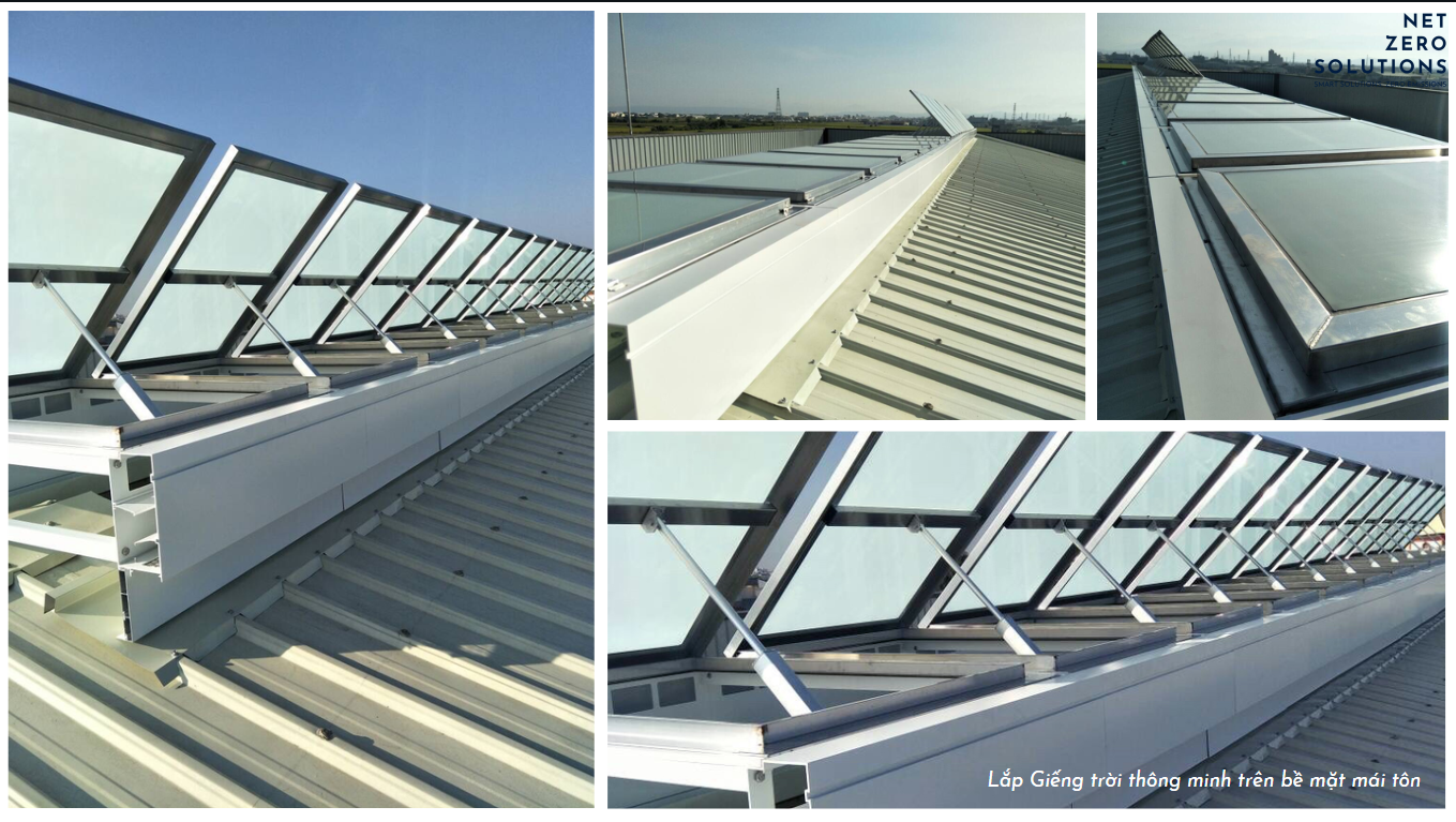 Lắp Giếng trời thông minh Lấy sáng thông gió trên mái tôn