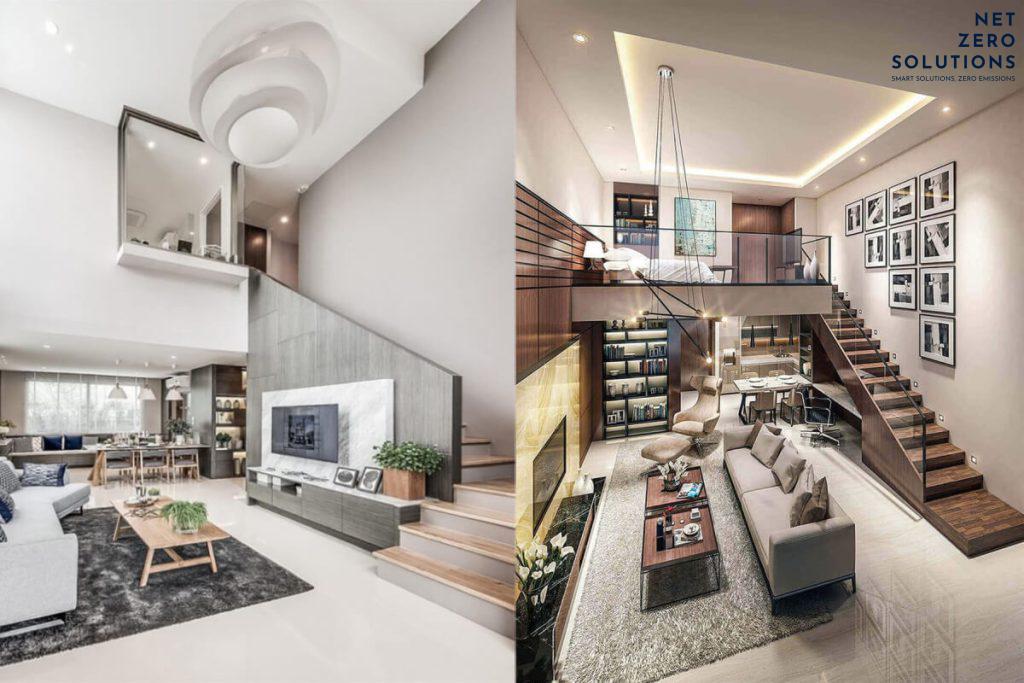 mẫu cầu thang nhà có gác lửng