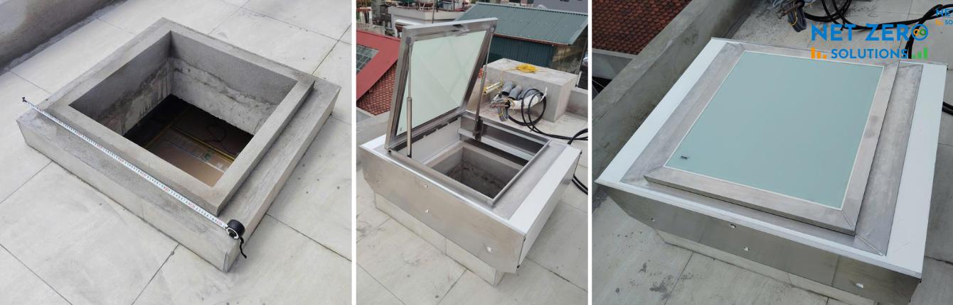 Giếng trời thông minh kết hợp Nắp thăm mái tại Thịnh Hào