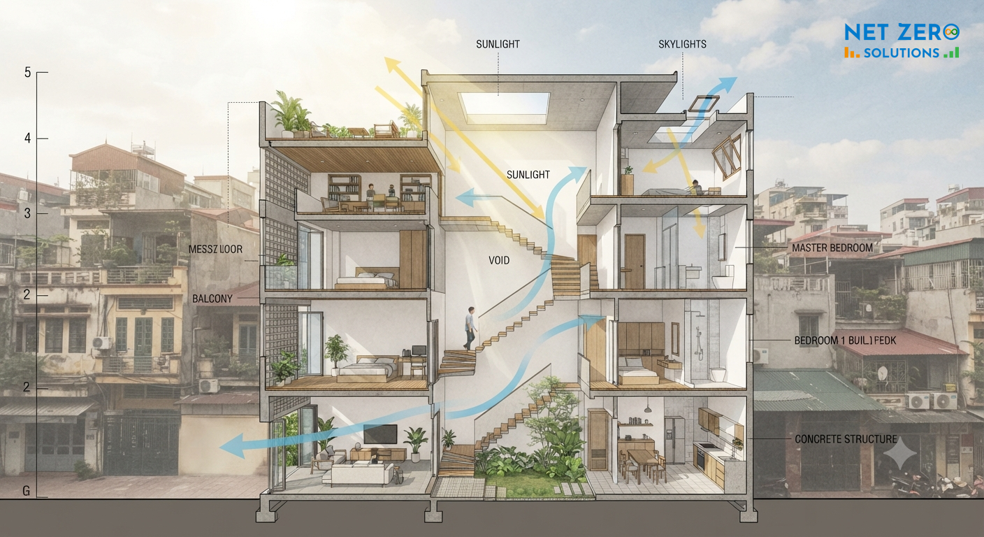 nhà có 2 giếng trời,