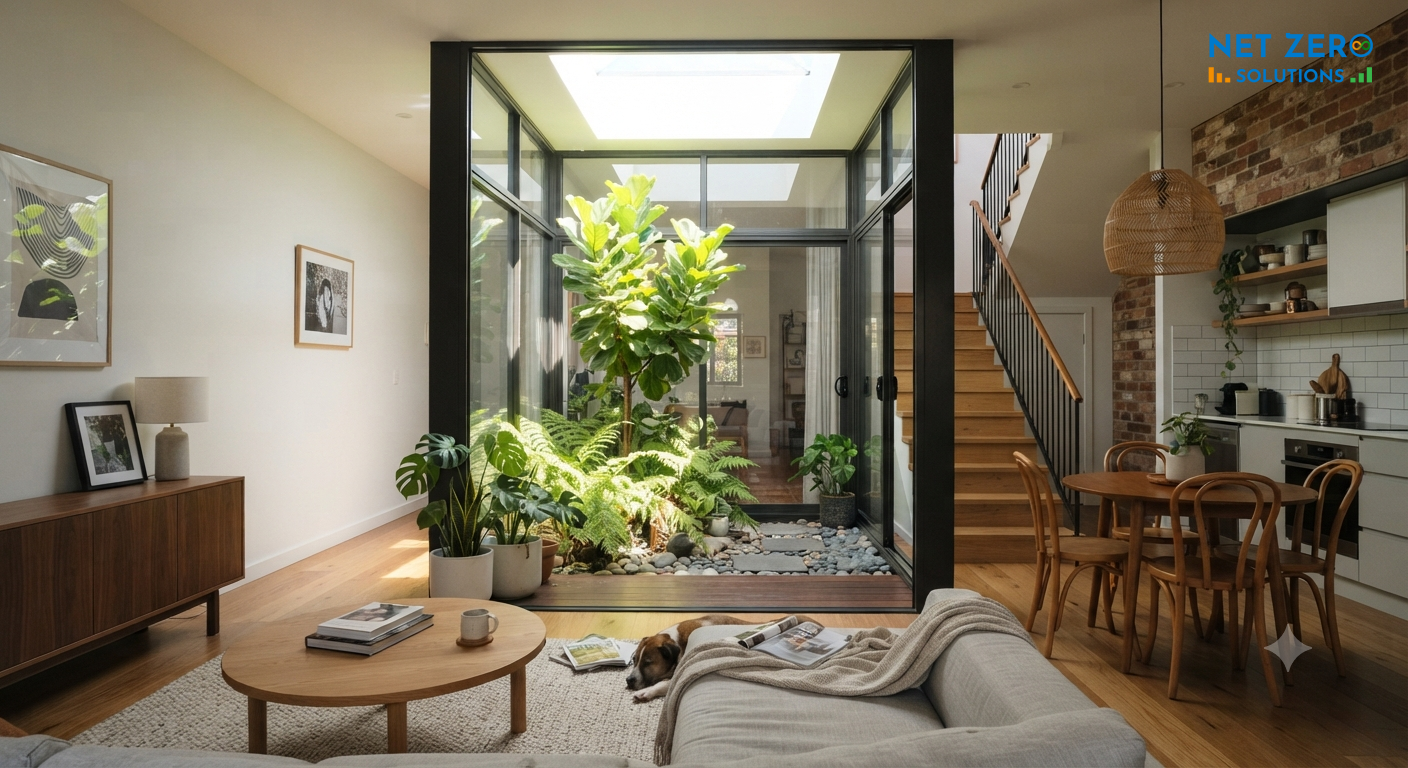 thiết kế nhà 30m2 có giếng trời