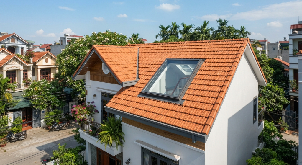 Giếng trời trên mái ngói